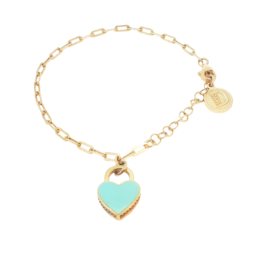 BRACCIALE PROMESSA CUORE COLOR TIFFANY DORATO