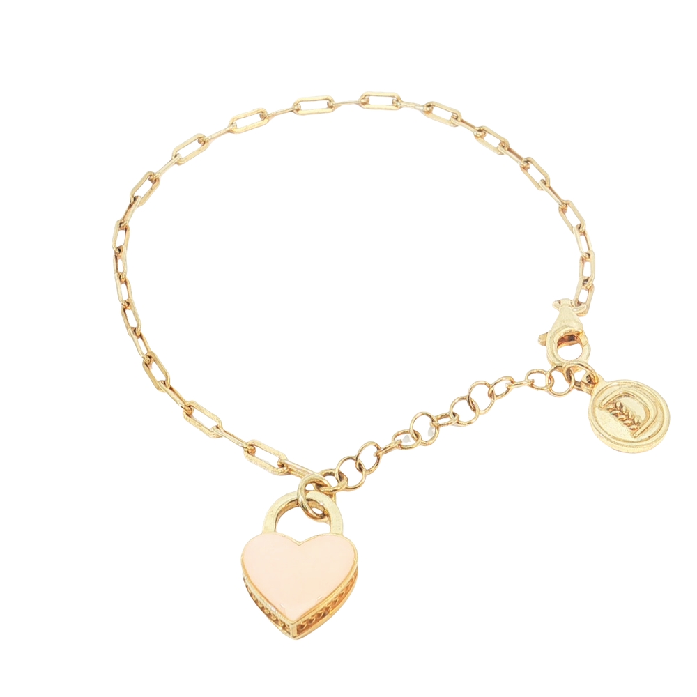 BRACCIALE PROMESSA CUORE COLOR ROSA DORATO