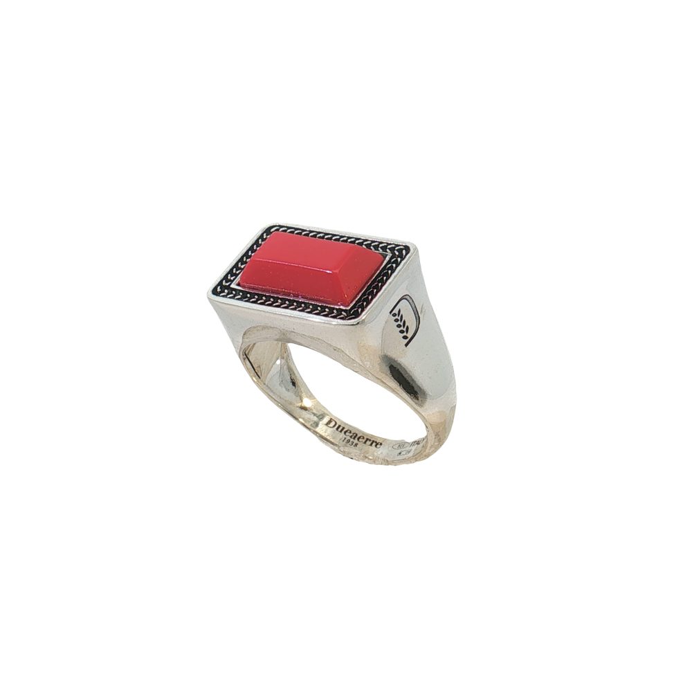ANELLO CHEVALIER RETTANGOLO CORALLO